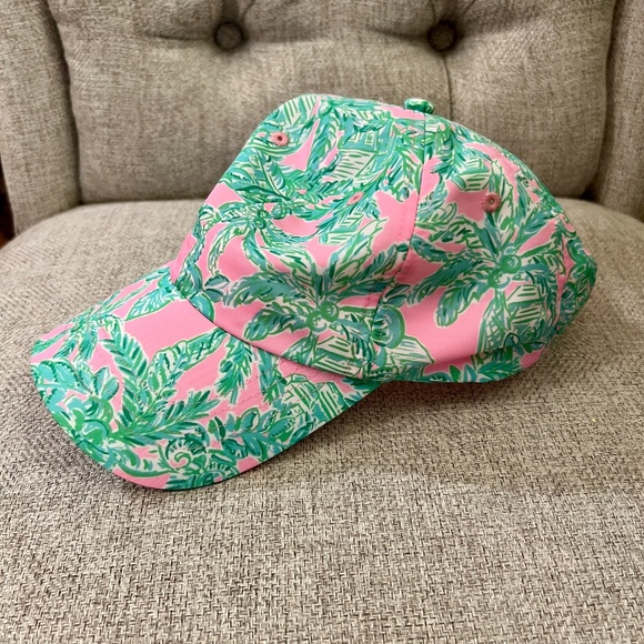 NWOT Lilly Pulitzer Run Around Hat Baseball Cap Mandevilla Pink Sands Paradise - Picture 1 of 4
